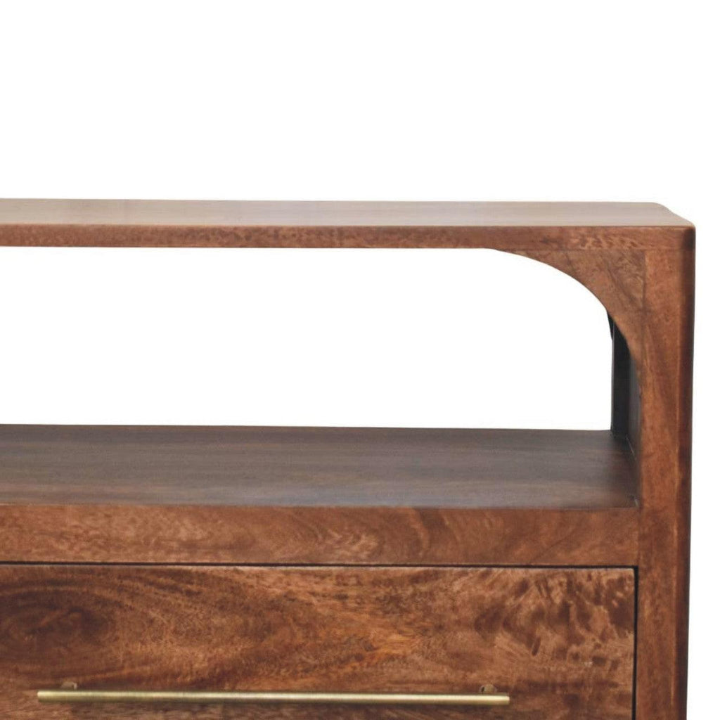 Solid Wood Arc-Line Media Console - Solid Wood Media Console.