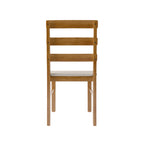 Back view of a solid wood dining chair with horizontal slats and cushioned seat, part of the Solid Wood Dining Table Set.