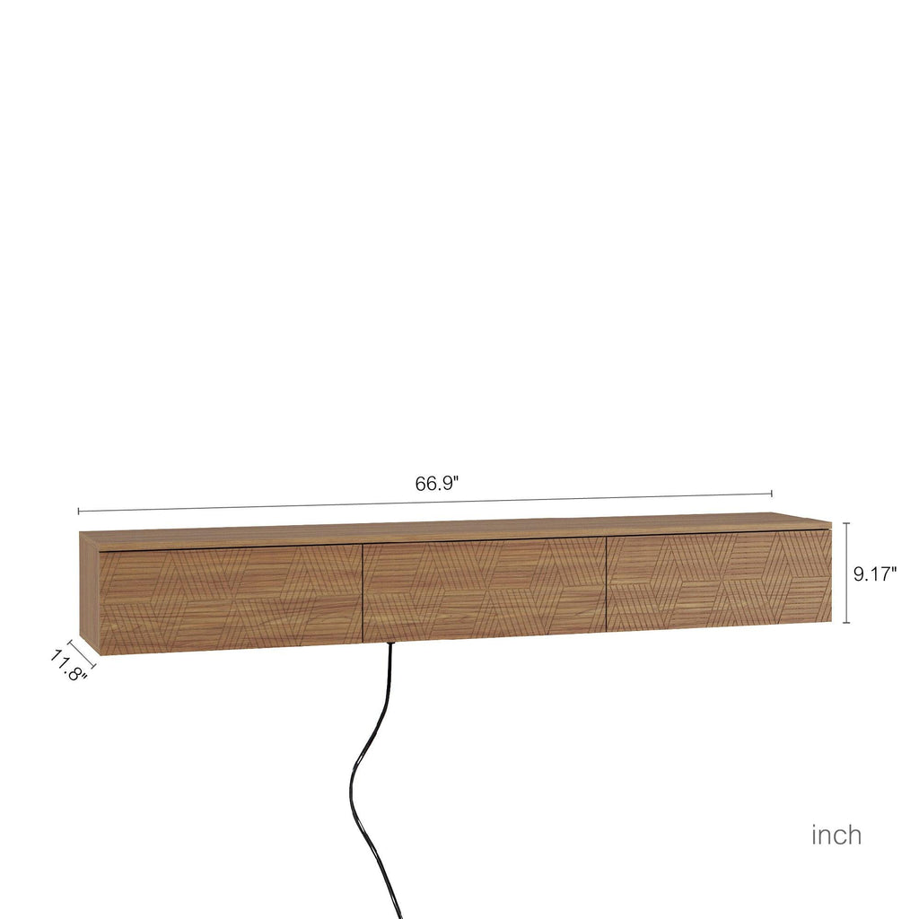 LED Floating TV Stand Wall Mounted for 55-65 Inch TVs.
