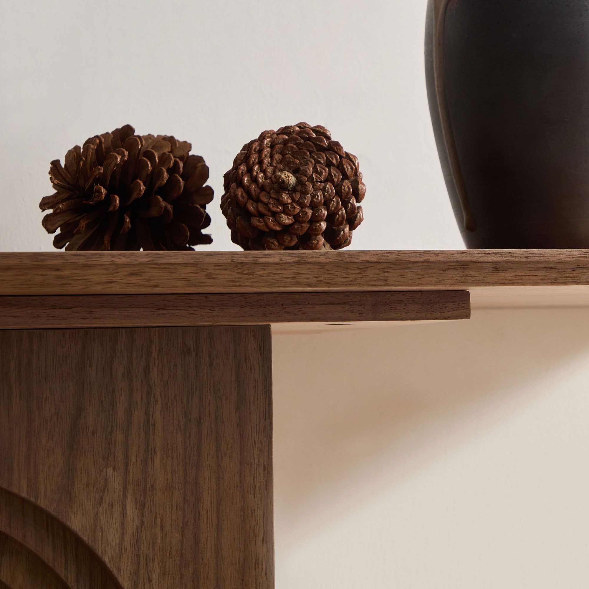 Walnut Modern Console Table with Loopback Design
