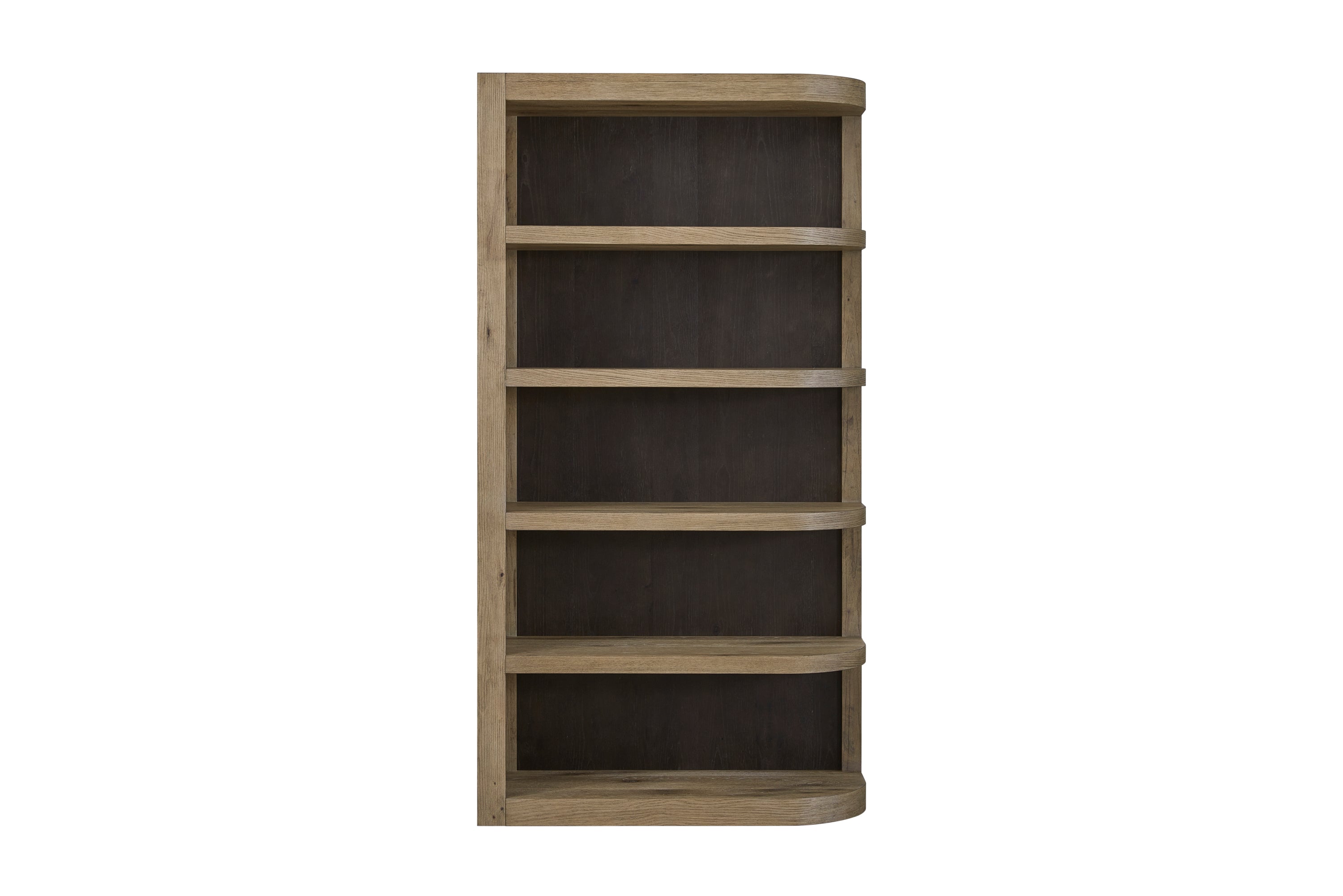 Reversible Oak Etagere with solid wood frame and rounded shelves, showcasing flexible storage in a vertical layout.