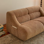 Chenille Fabric 2-Seater Sofa, Easy-Transport, Brown.