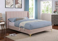 Light Pink Queen Bed with Wingback Headboard.