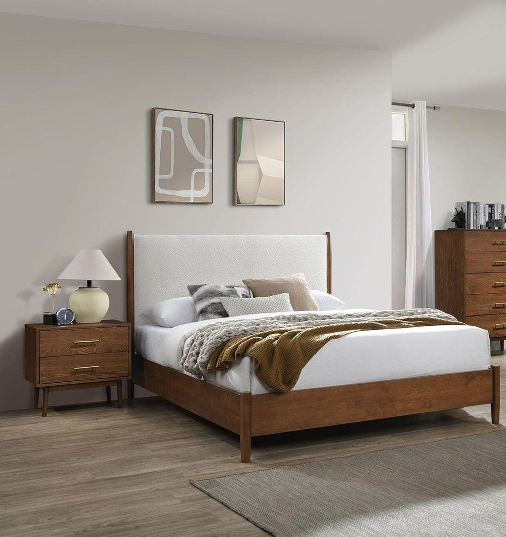 Walnut 3pc Bedroom Set with Full Bed and Nightstands.