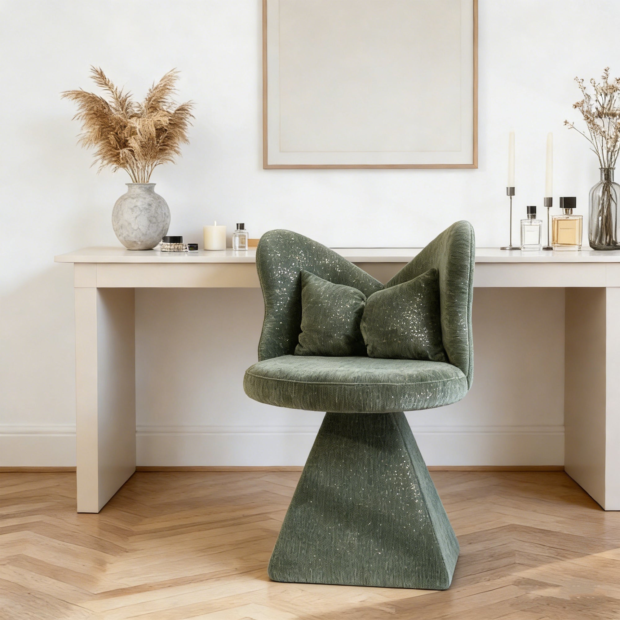 Green Vanity Chair with Butterfly Back for Makeup