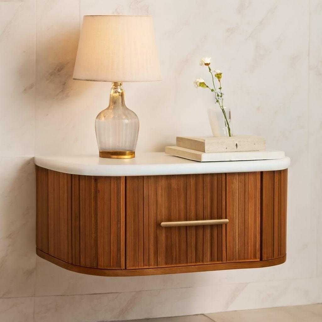 Solid Wood Wall-Mounted Bedside Table - Beaumont Design.