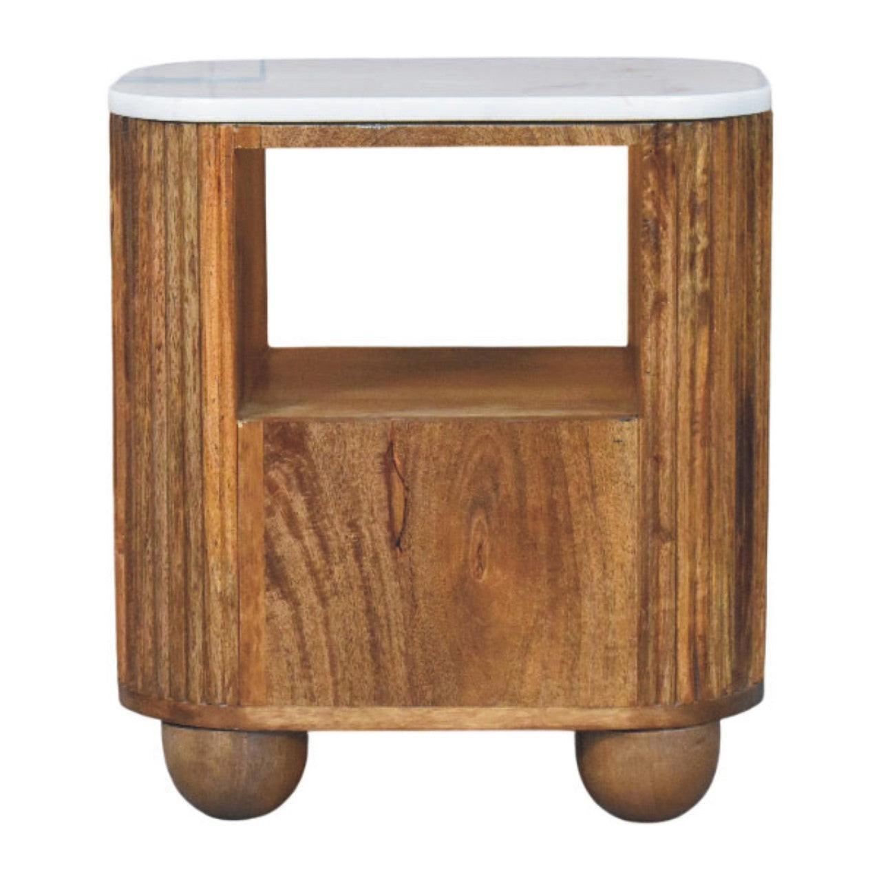 Solid Wood Bedside Table with Marble Top.