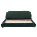 King Size Dark Green Velvet Bed with Curved Headboard.