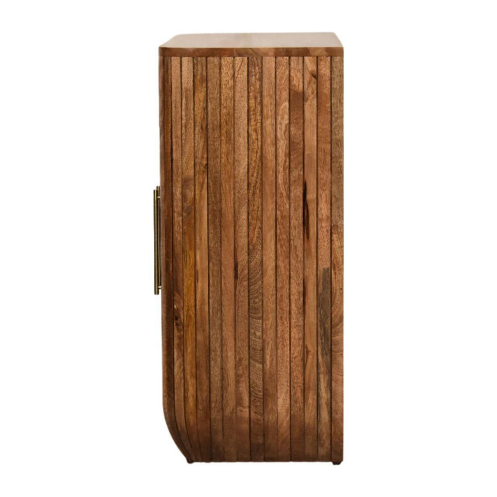 Solid Wood Fluted Curve Cabinet for Modern Interiors.