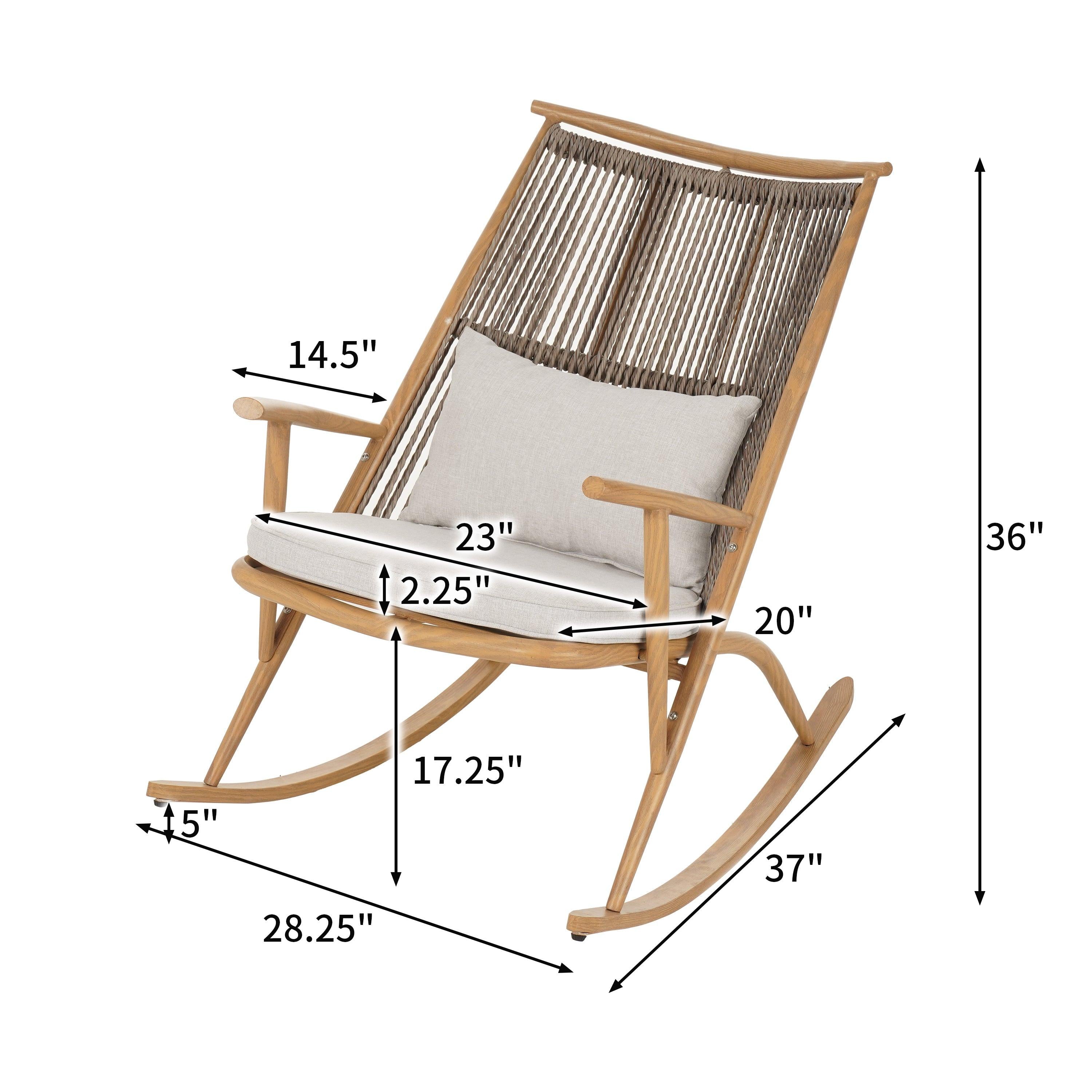 Outdoor Rocking Chair with Iron Frame for Comfort.