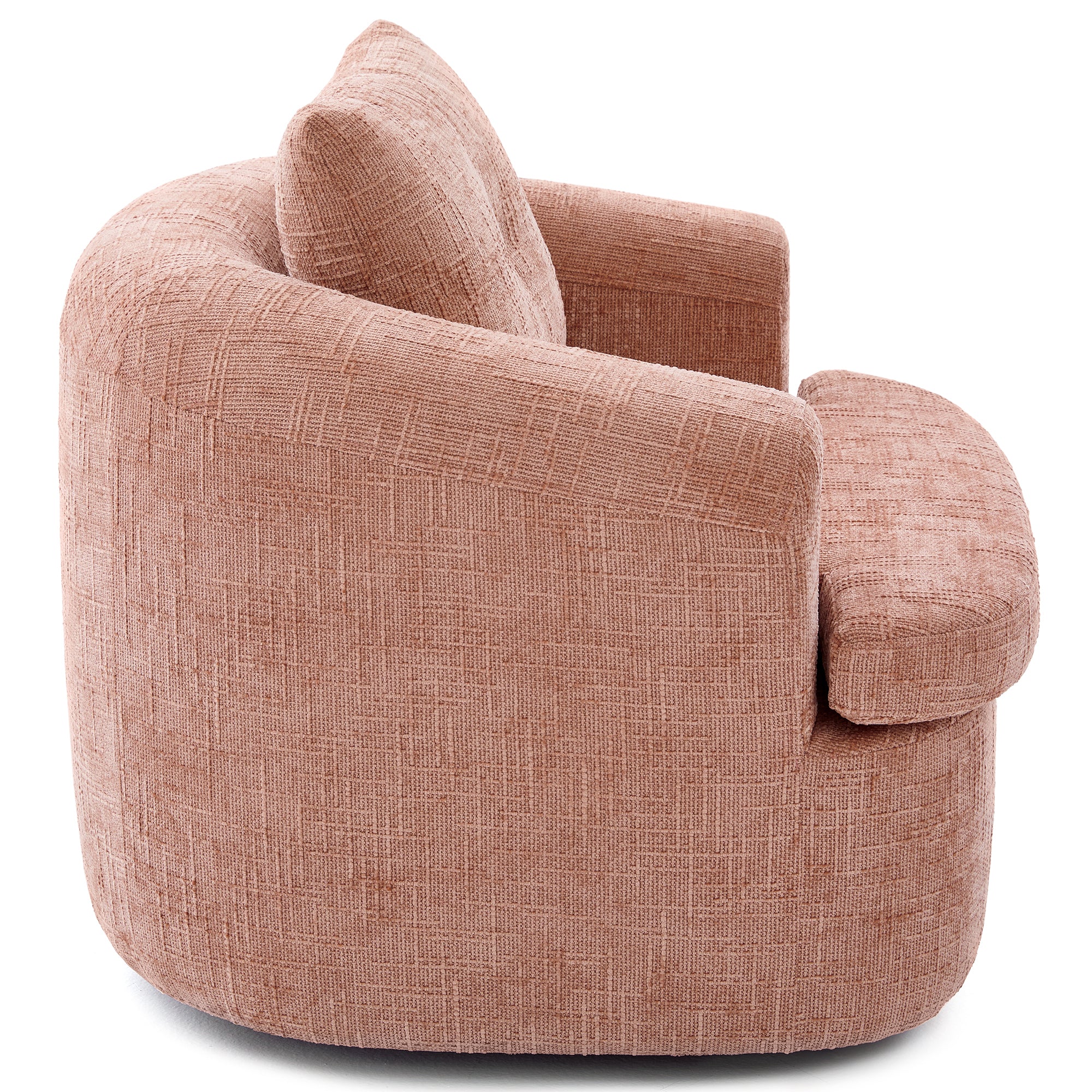 Modern Pink Swivel Barrel Chair with 360° Rotation and Dual-Layer Cushion for Living Room, Bedroom, Office, 36.6' Round Accent Chair in Chenille