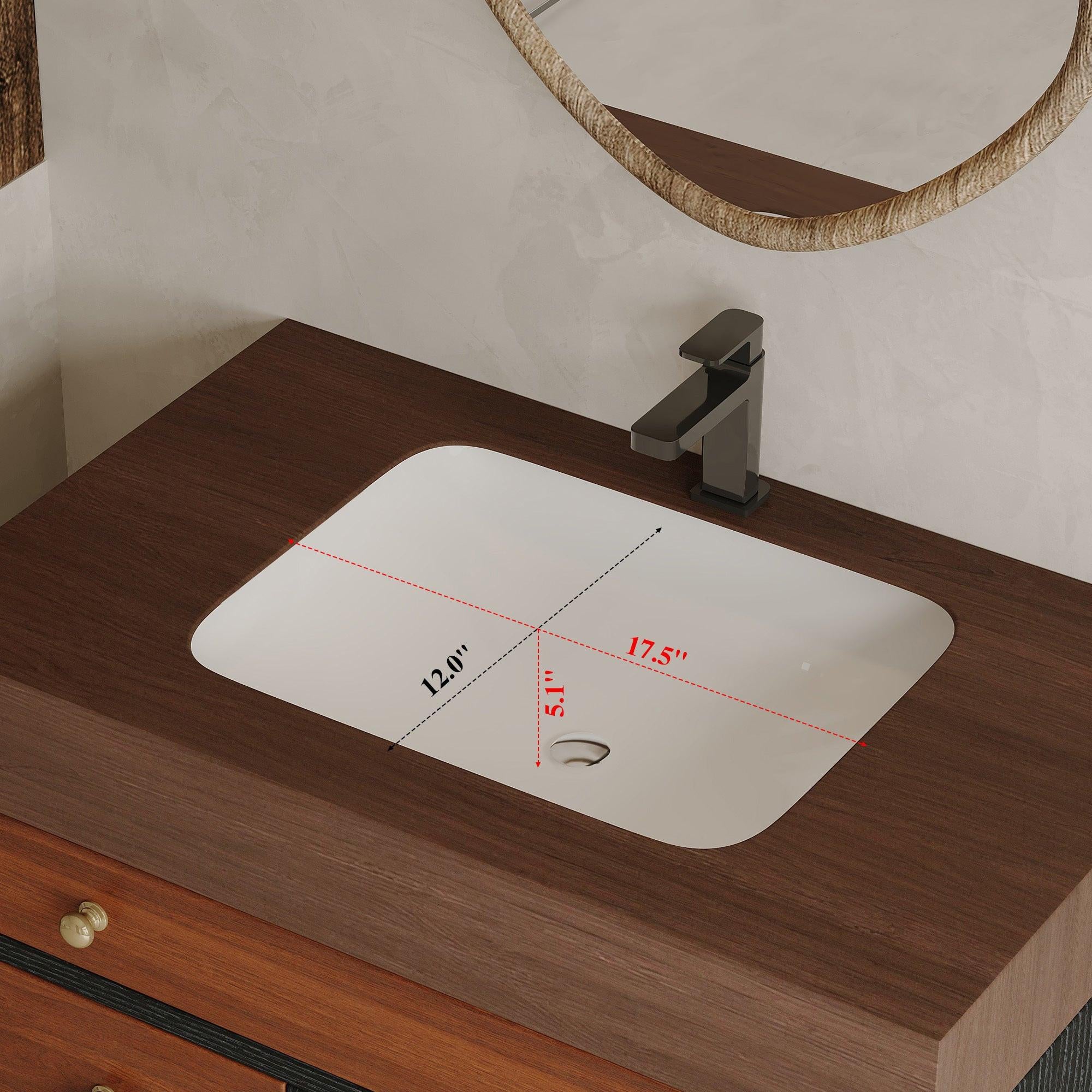 Mid-Century Modern Bathroom Vanity with Ceramic Sink.