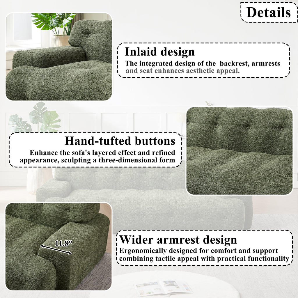 Chenille Button-Tufted Three-Seater Sofa for Comfort.