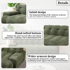 Chenille Button-Tufted Three-Seater Sofa for Comfort.