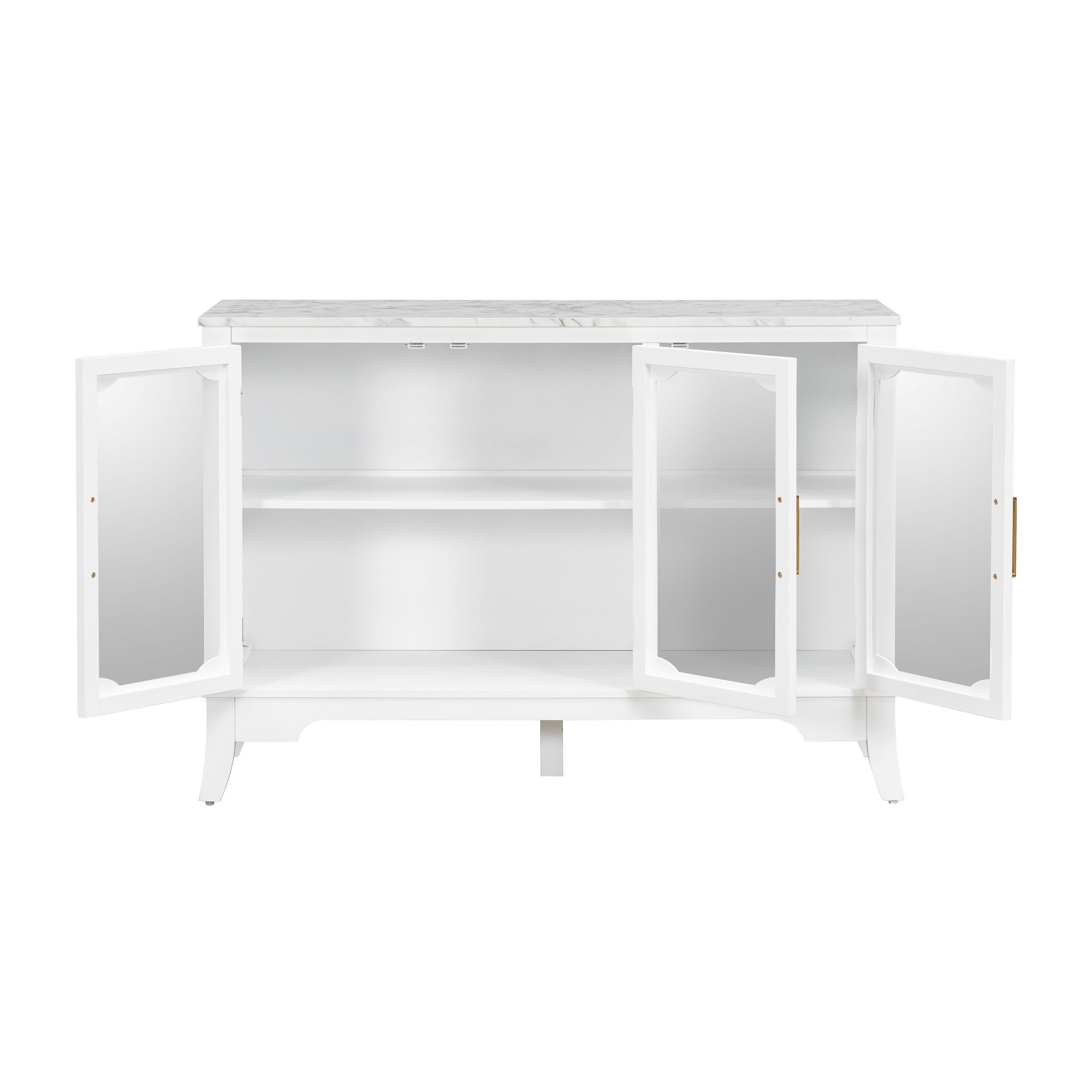 Storage Cabinet for Entrance - Large White Cabinet with 3 Doors.
