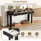 TREXM Rustic Console Table with Storage and Curved Corners.
