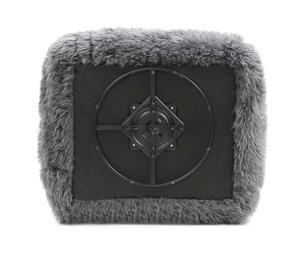 Dark Gray Contemporary Accent Swivel Chair with Pillow.