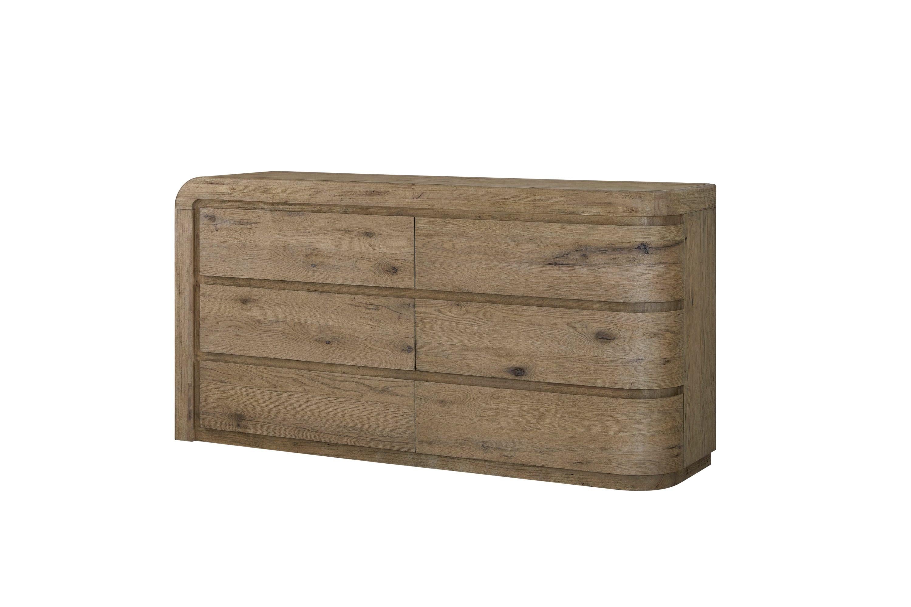 Curved Dresser with English Knotty Oak Finish.
