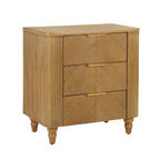 Mid-Century Three Drawer Nightstand for Bedroom and Living Room.