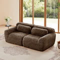 2-seater modular sectional sofa in plush brown fabric with ergonomic design and no-leg base, perfect for modern living rooms.