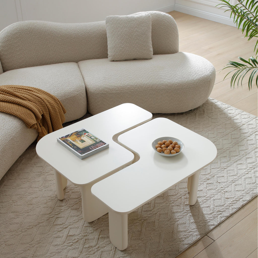 2 Pcs Modular Coffee Table Set - Modern Design for Living Room.