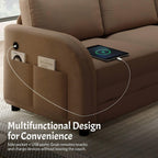 85.1' L-Shaped Pull-Out Sofa Bed with USB Port.