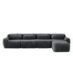 Dark grey sofa - modular sectional plush fabric with no visible seams. Offers setup-free convenience and a modern, cozy look.