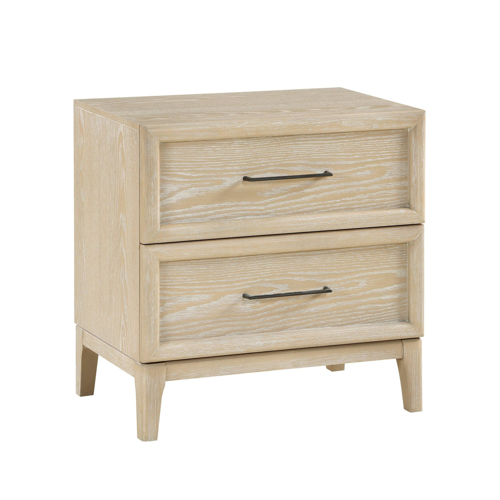 Light Brown Nightstand with 2 Drawers for Bedroom.