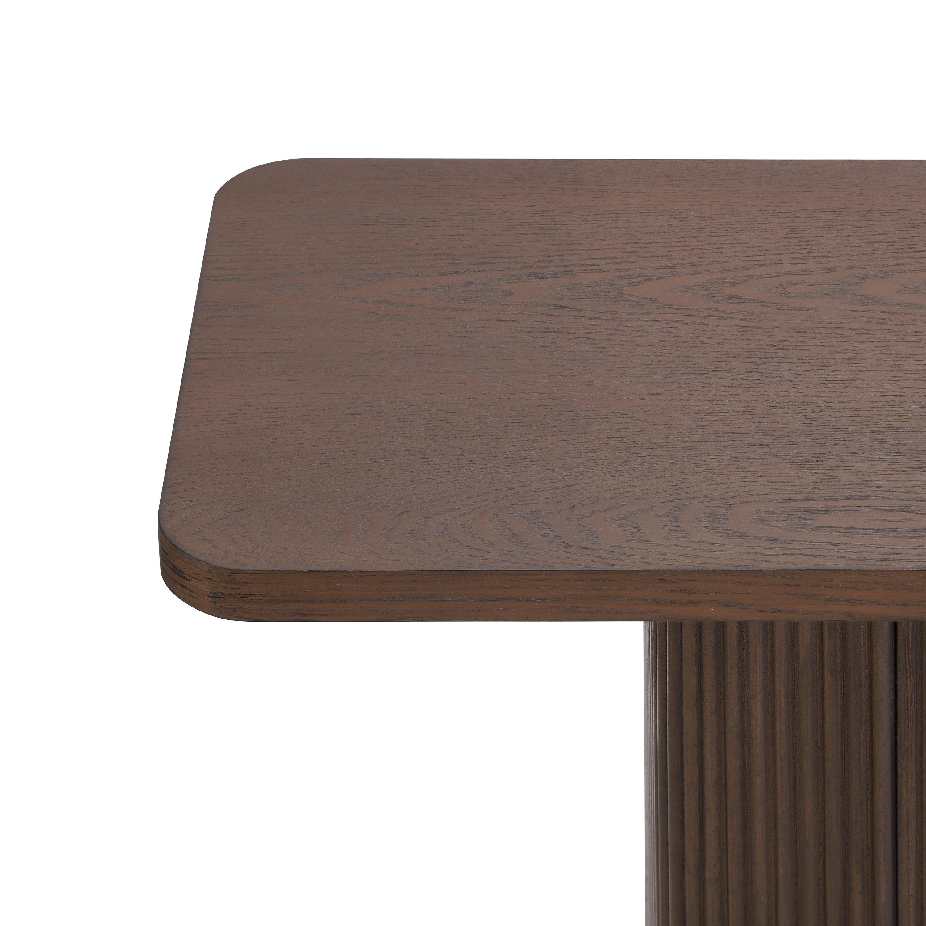 Modern Console Table with Ash Veneer Top and Metal Accent.