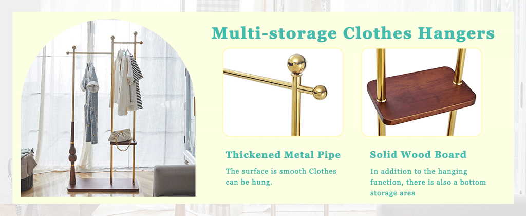 70' Tall Industrial Coat Rack for Entryway, Solid Wood & Stainless Steel Clothing Rack, Double Layer Hanger for Coats, Hats, Bags, Scarves, Shoes Storage, Vintage Wood Grain & Metal, Heavy Duty - Groovy Boardz