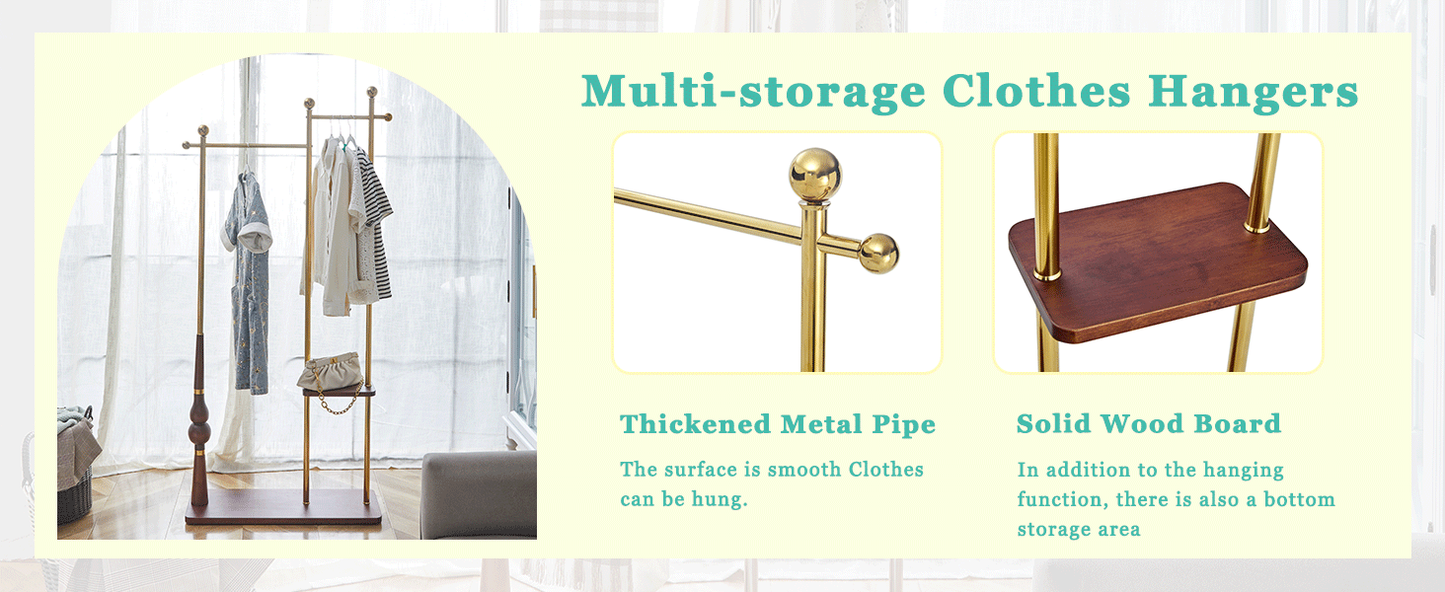 70' Tall Industrial Coat Rack for Entryway, Solid Wood & Stainless Steel Clothing Rack, Double Layer Hanger for Coats, Hats, Bags, Scarves, Shoes Storage, Vintage Wood Grain & Metal, Heavy Duty - Groovy Boardz