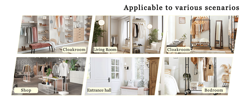 70' Tall Industrial Coat Rack for Entryway, Solid Wood & Stainless Steel Clothing Rack, Double Layer Hanger for Coats, Hats, Bags, Scarves, Shoes Storage, Vintage Wood Grain & Metal, Heavy Duty - Groovy Boardz