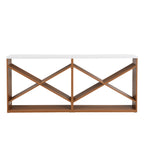 70.87 inch Farmhouse Console Table, X Shape Detachable ExtraLong Table with Storage for Entryway, Living Room, Foyer, Hallway, white