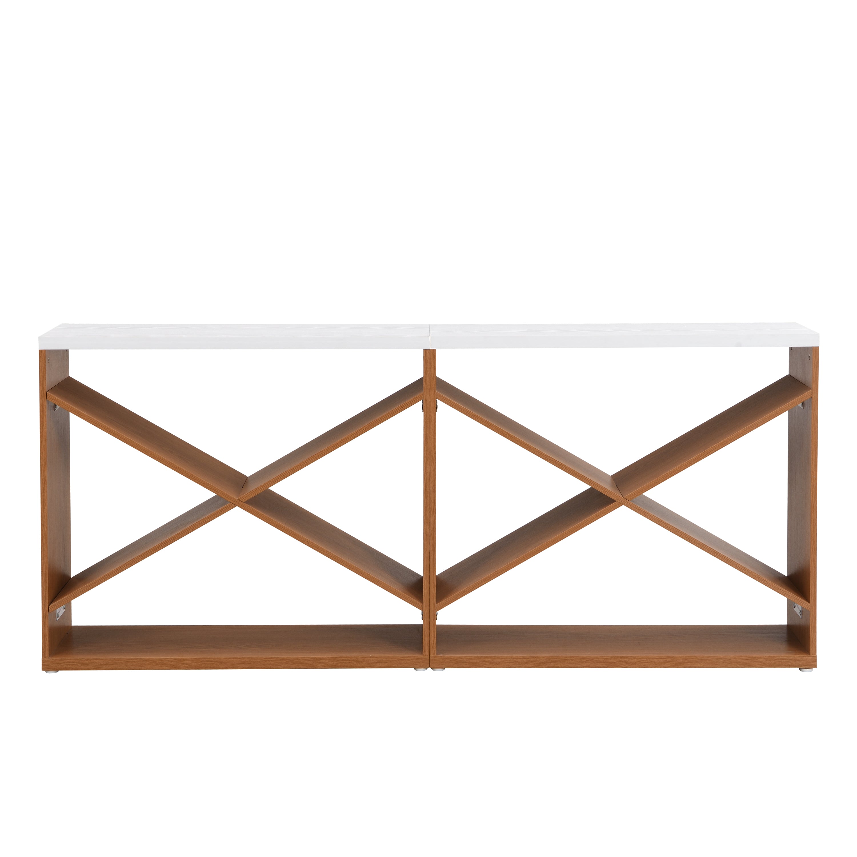 70.87 inch Farmhouse Console Table, X Shape Detachable ExtraLong Table with Storage for Entryway, Living Room, Foyer, Hallway, white