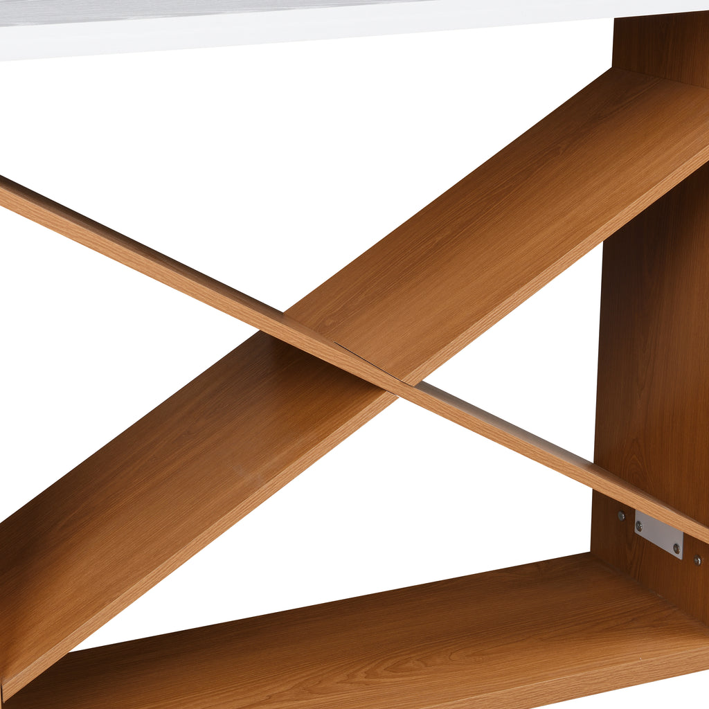 70.87 inch Farmhouse Console Table, X Shape Detachable ExtraLong Table with Storage for Entryway, Living Room, Foyer, Hallway, white