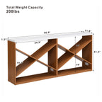 70.87 inch Farmhouse Console Table, X Shape Detachable ExtraLong Table with Storage for Entryway, Living Room, Foyer, Hallway, white