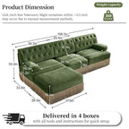 Modular Velvet Sectional Sofa for Living Room - Green.