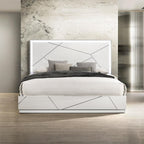 Modern White LED Queen Bed - Contemporary Design.