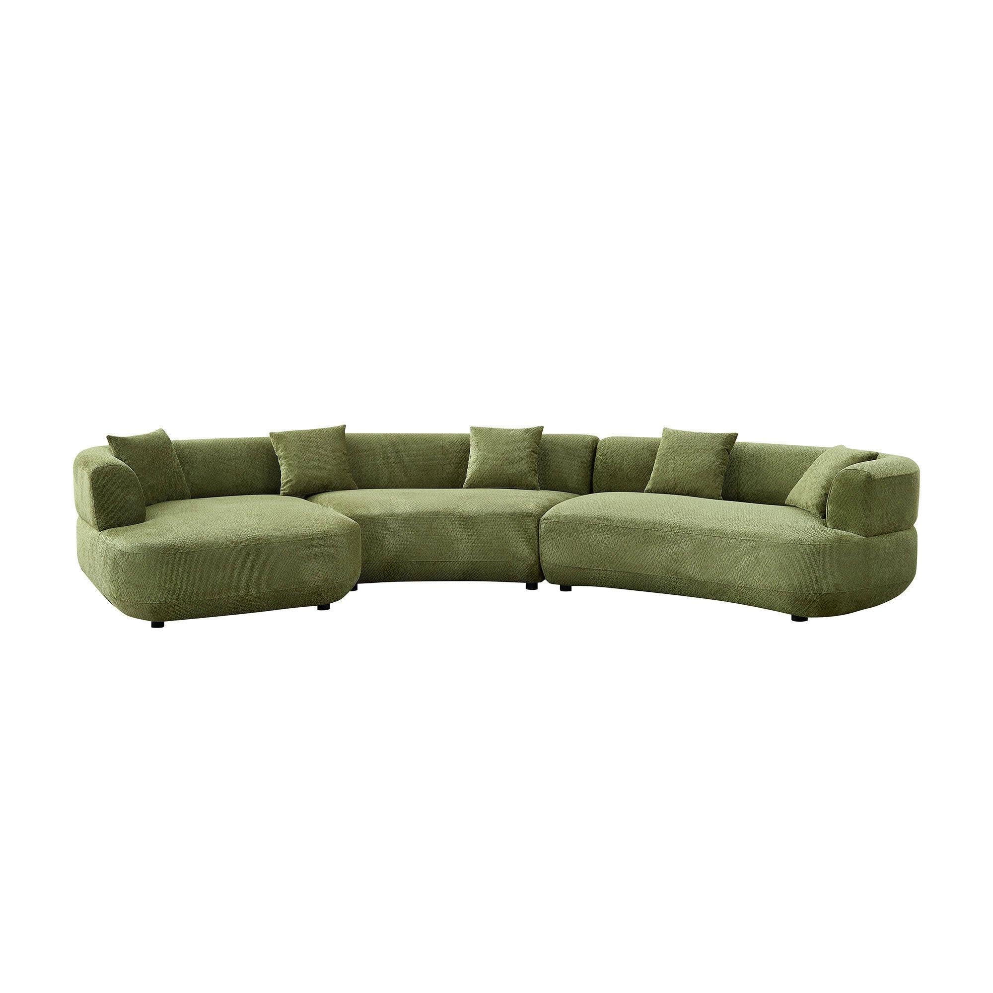 155.91 Inch Curved Modular Sofa with Pillows.