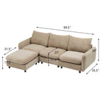 99 in. 4-Piece Modular Velvet Sectional Sofa with Ottoman.