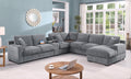 Light Gray Corner Sectional Sofa with Chaise & Cupholders.