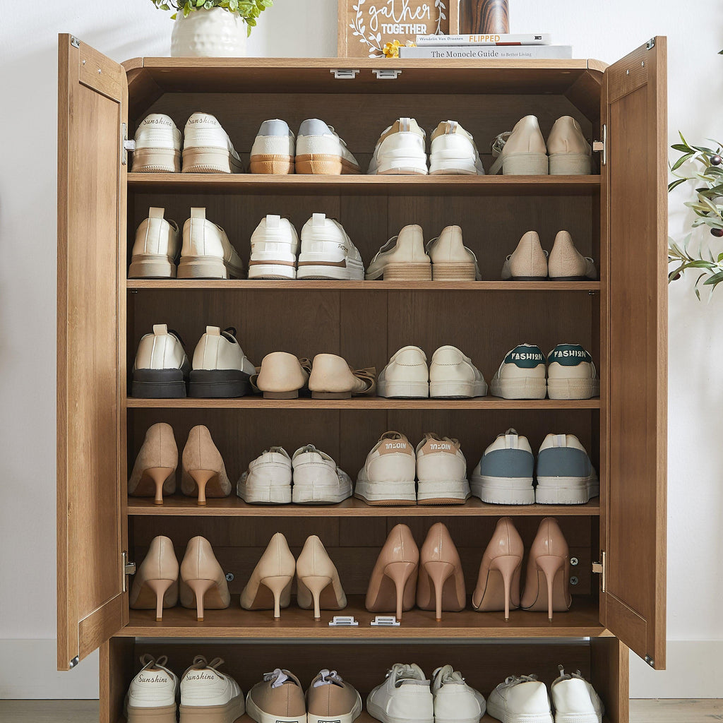 Rattan Shoe Cabinet with 6-Tiers for Shoe Storage.
