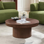 Walnut Round Coffee Table - 35.43 inch MDF with Wood Veneer.