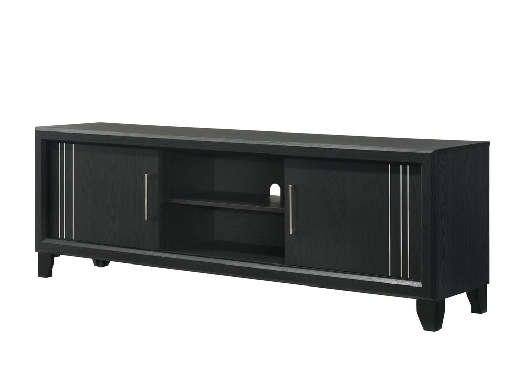 Contemporary TV Stand with Open Shelves & Storage.