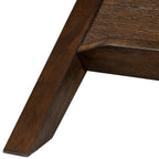 Close-up of angled leg detail on the Mid-Century Modern Coffee Table in Morocco Brown, showing craftsmanship and wood finish.