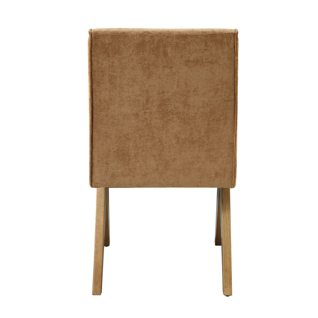 Back view of Zoey Dining Set side chair with chocolate chenille upholstery and clean, modern lines.