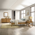 Vichy 4-Piece Walnut Rubberwood Queen Bedroom Set with Corduroy Bed
