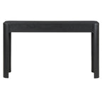 Front view of TREXM rustic console table in black with three drawers and smooth curved edges, perfect for modern farmhouse decor.