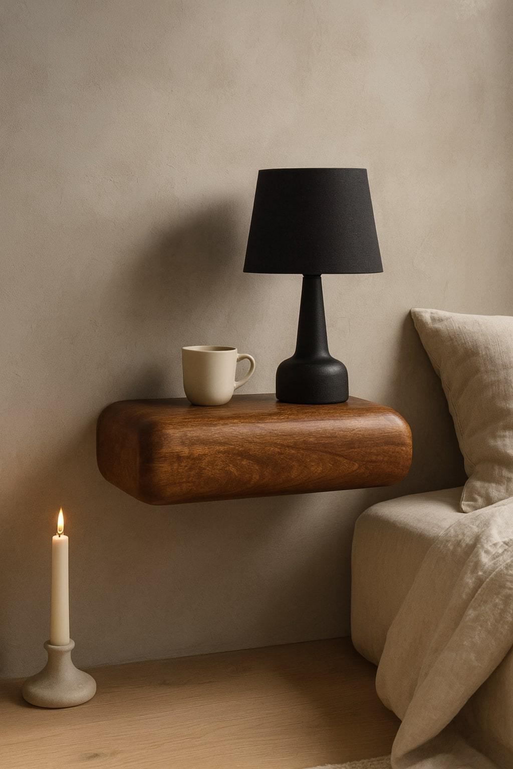 Solid Wood Wall-Mounted Bedside - Artisan Furniture.