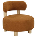 Calianna Orange Boucle Barrel Back Accent Chair with Oak Wood Frame